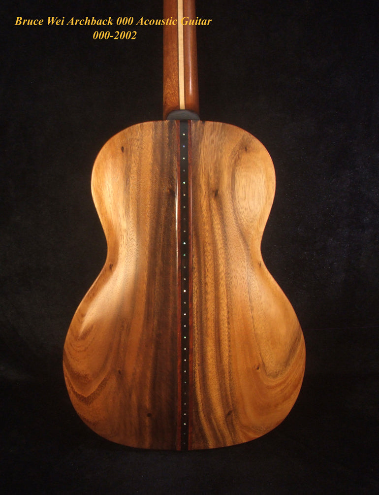 Handmade Hawaiian Koa, Spruce, Acacia ArchBack 000 Acoustic Guitar Bird Flora Inlay, Soft-Bag, Bruce Wei 000-2002