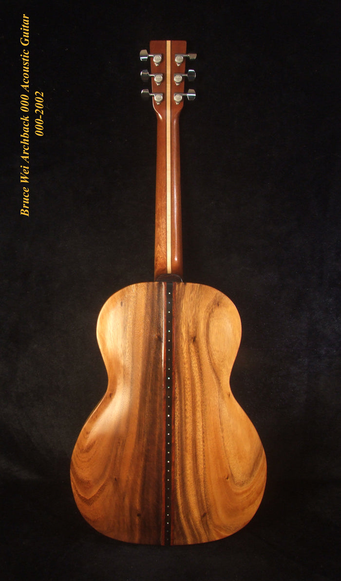 Handmade Hawaiian Koa, Spruce, Acacia ArchBack 000 Acoustic Guitar Bird Flora Inlay, Soft-Bag, Bruce Wei 000-2002