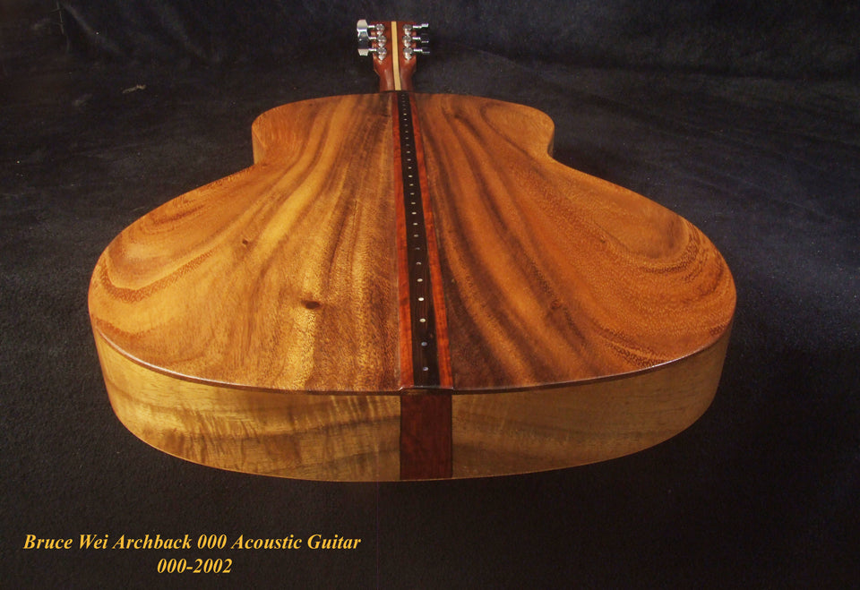 Handmade Hawaiian Koa, Spruce, Acacia ArchBack 000 Acoustic Guitar Bird Flora Inlay, Soft-Bag, Bruce Wei 000-2002
