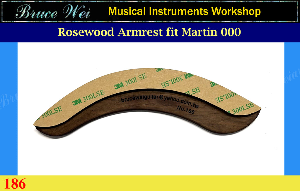 For Martin 000, Guitar Handmade Rosewood Armrest, Abalone Inlay, Bruce Wei (186)