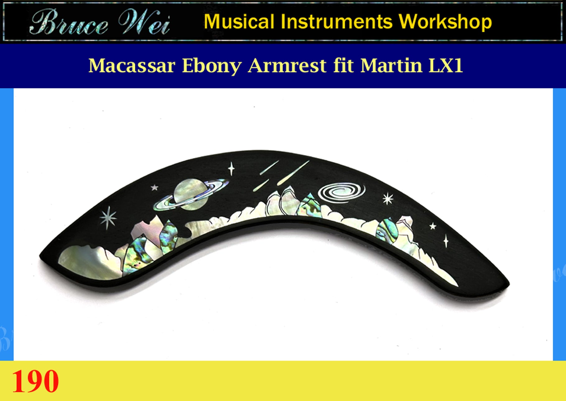 For Martin LX1, Macassar Ebony Armrest Guitar, Planet Inlay, Bruce Wei (190)
