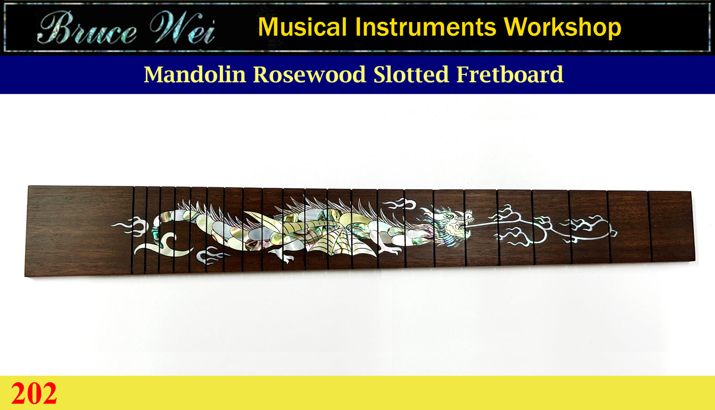 Mandolin 13 7/8" Slotted Rosewood Fretboard, MOP & Abalone Inlay, Bruce Wei (202)