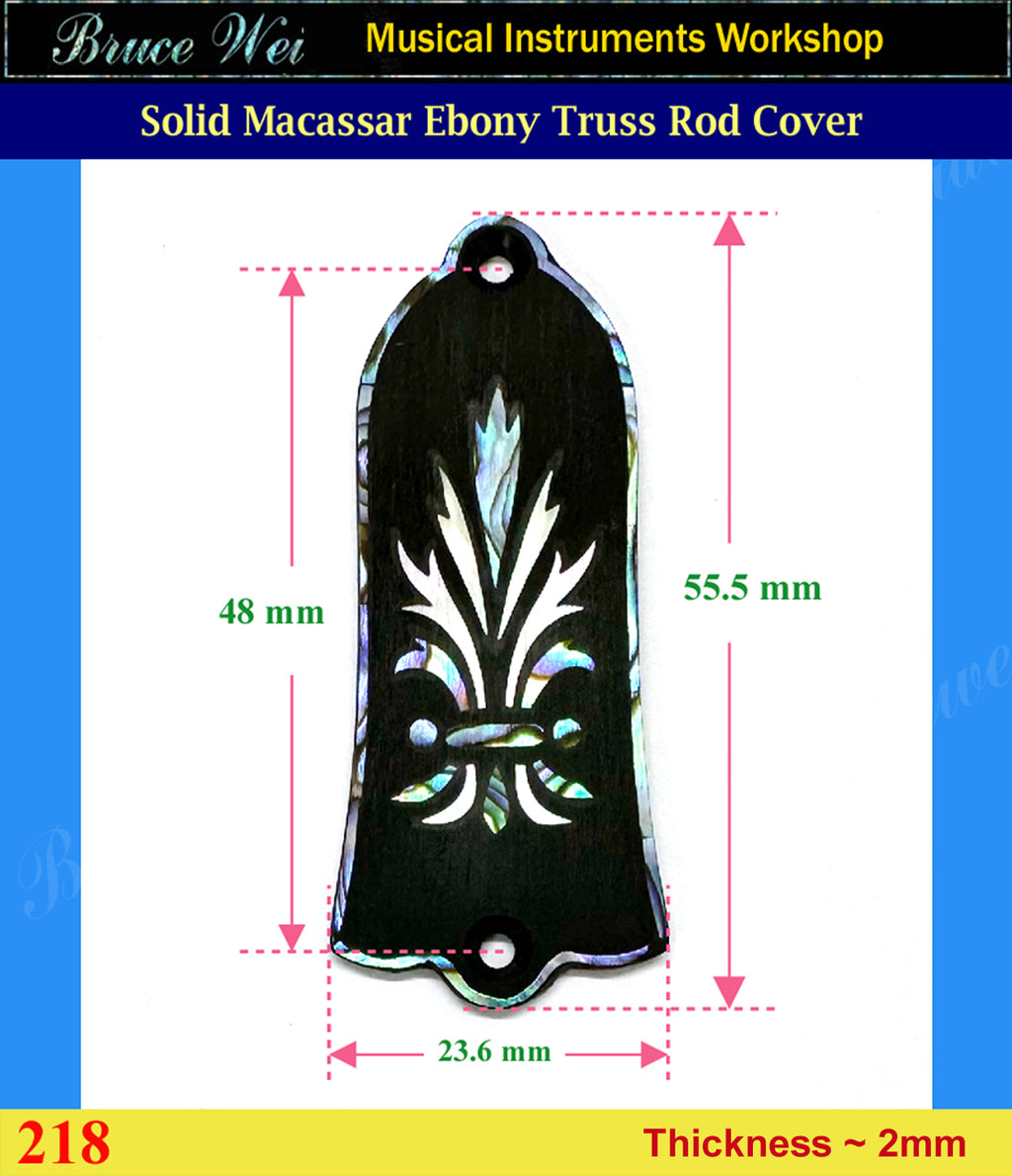 Free Shipping Guitar Macassar Ebony Truss Rod Cover, MOP & Abalone Inlay, Bruce Wei (218)