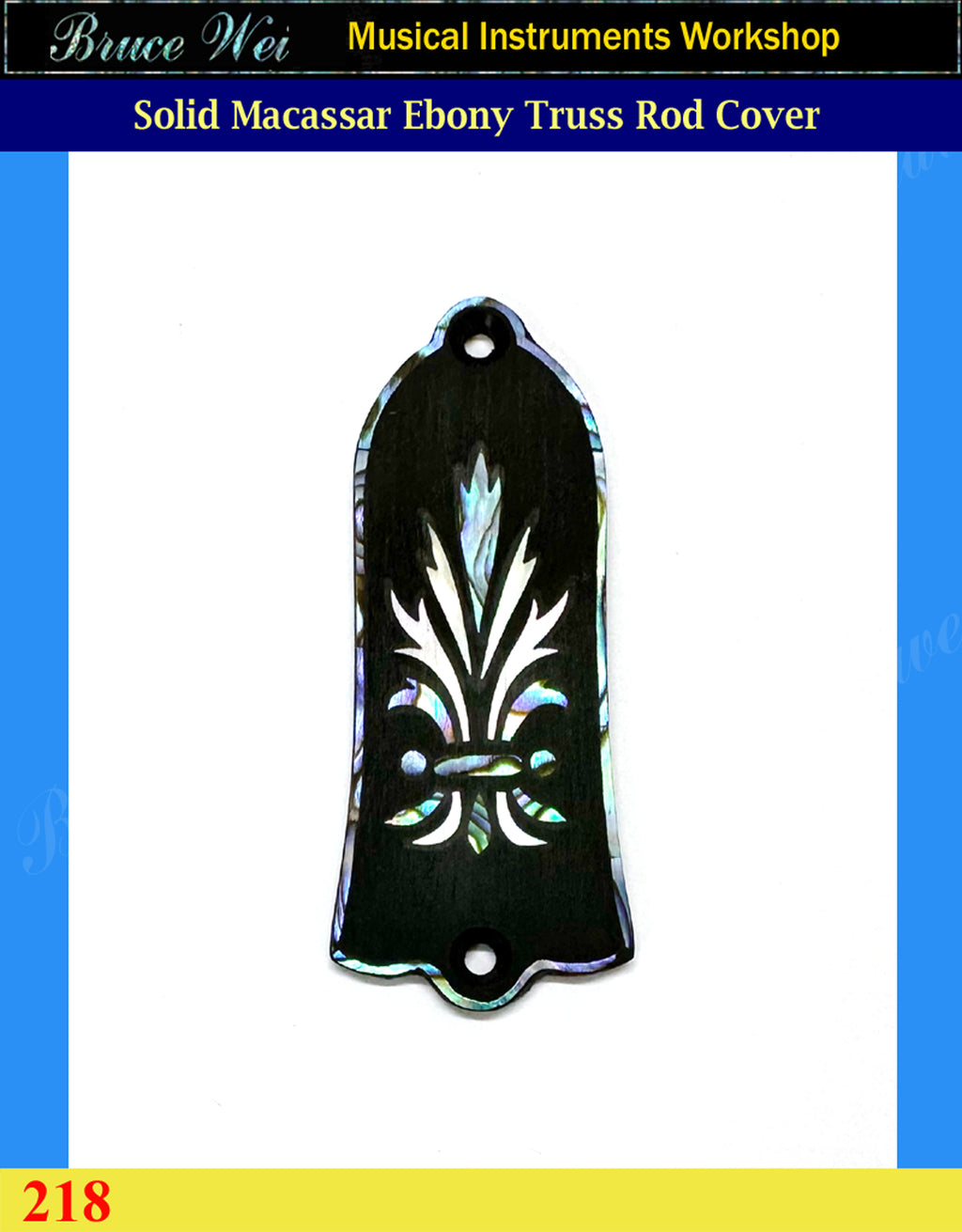 Free Shipping Guitar Macassar Ebony Truss Rod Cover, MOP & Abalone Inlay, Bruce Wei (218)