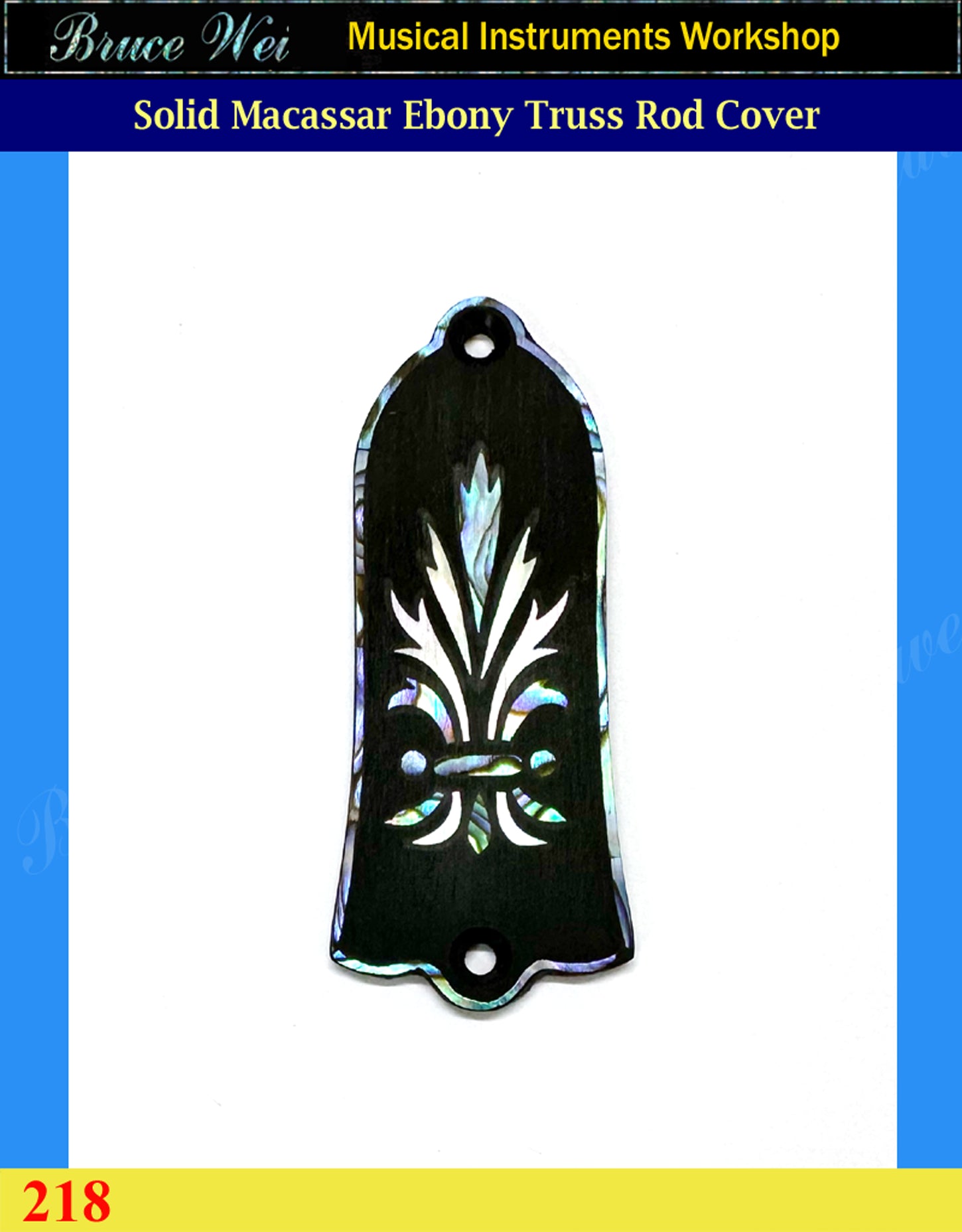 Free Shipping Guitar Macassar Ebony Truss Rod Cover, MOP & Abalone Inlay, Bruce Wei (218)