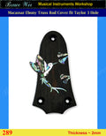 Free Shipping Fit Standard Taylor 3 hole Handcrafted Macassar Ebony Truss Rod Cover, HummingBird Inlay, Bruce Wei (289)