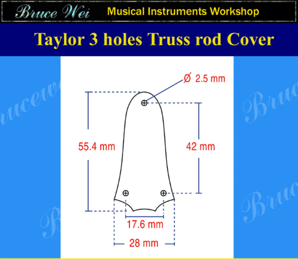 Free Shipping Fit Standard Taylor 3 hole Handcrafted Macassar Ebony Truss Rod Cover, HummingBird Inlay, Bruce Wei (289)