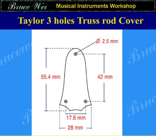 Free Shipping Fit Standard Taylor 3 hole Handcrafted Macassar Ebony Truss Rod Cover, HummingBird Inlay, Bruce Wei (289)