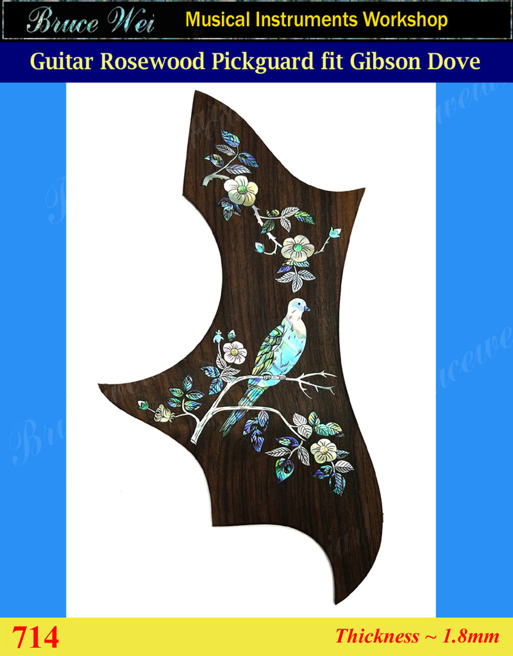 Gibson Dove Guitar Rosewood Pickguard , Mop & Abalone Inlay, Bruce Wei (714)