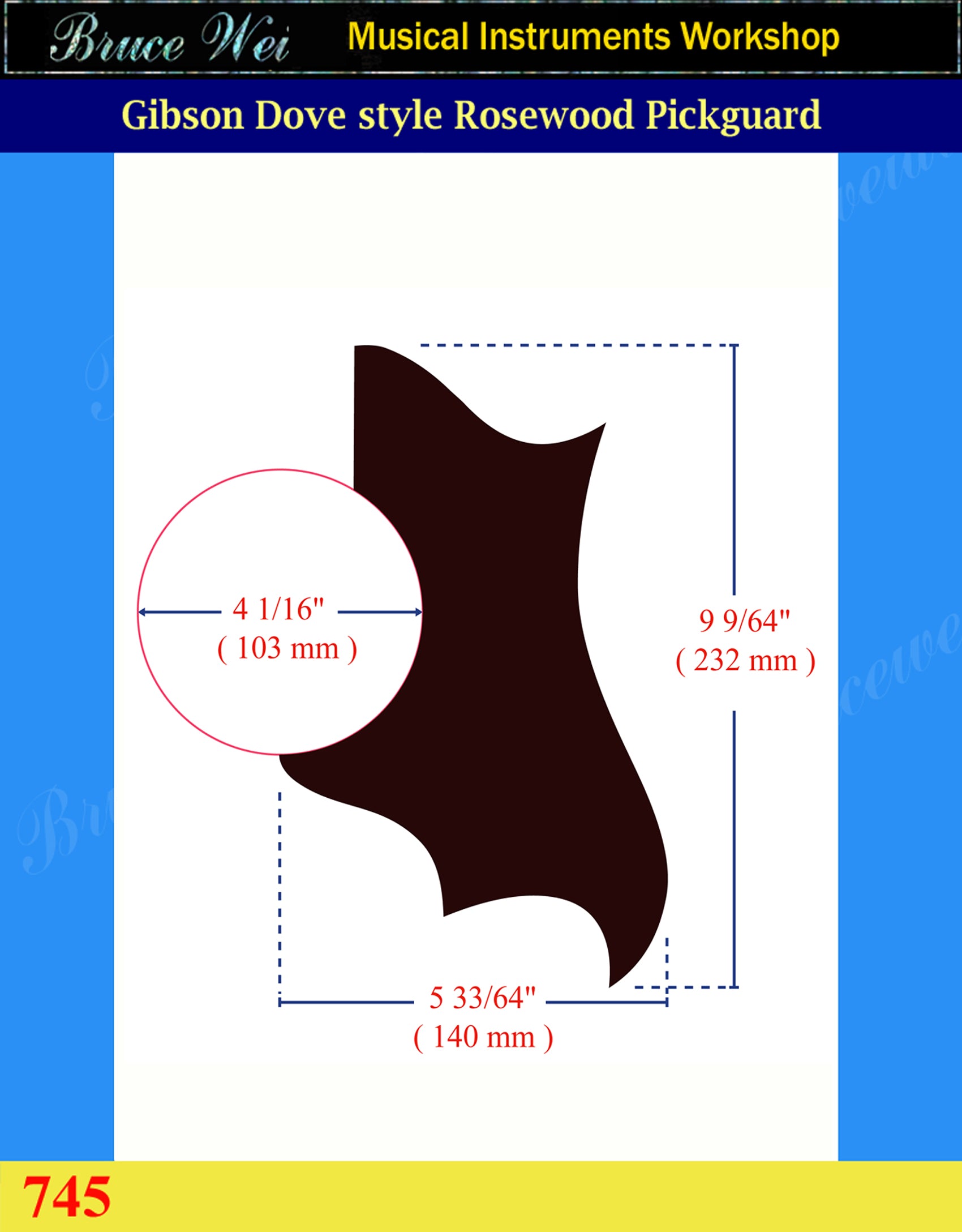 Gibson Dove Guitar Rosewood Pickguard , Abalone Inlay, Bruce Wei (745)
