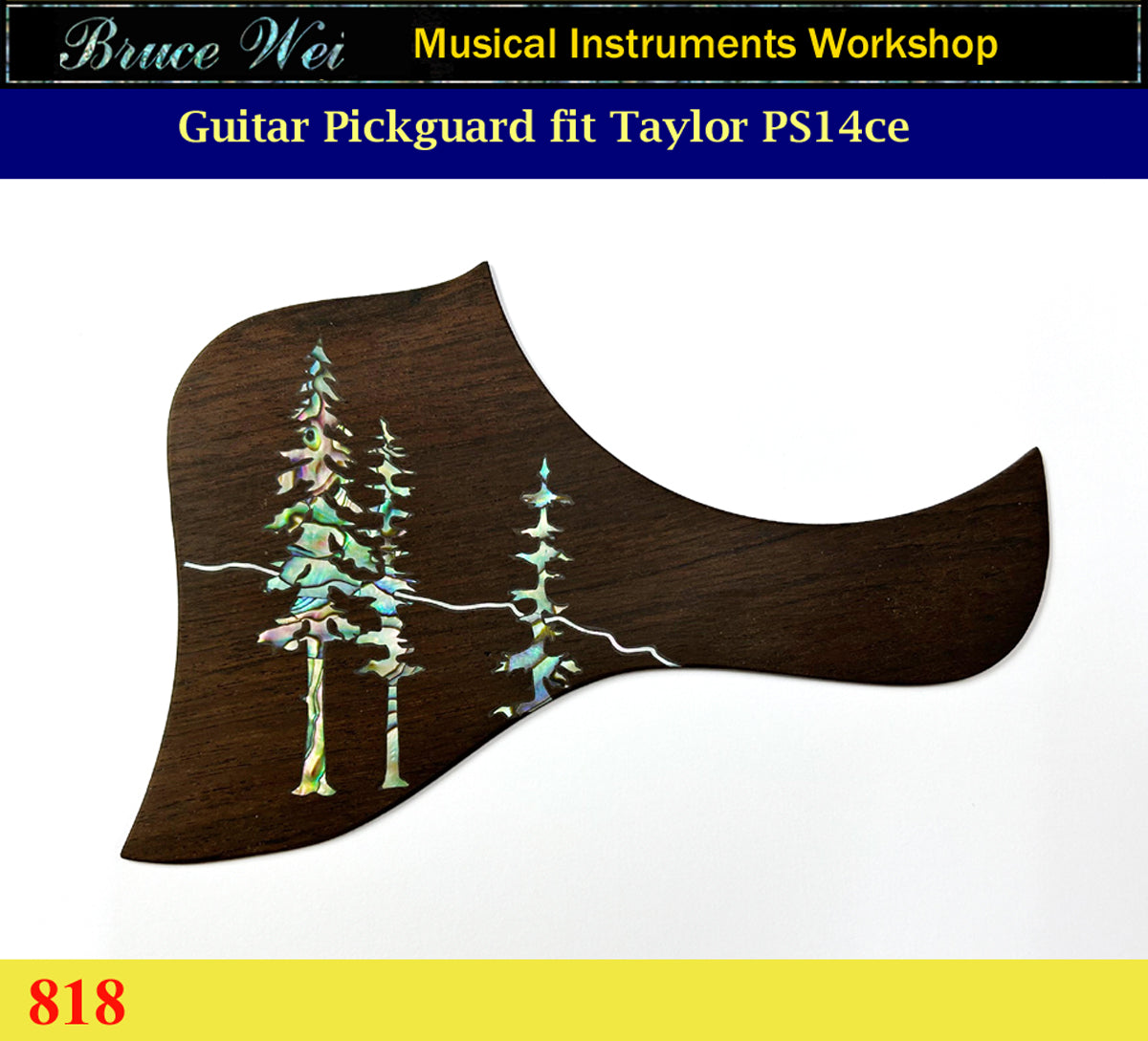 Fit Taylor 5" Rosette, PS14ce Guitar Rosewood Pickguard,Pines Abalone Inlay, Bruce Wei (818)