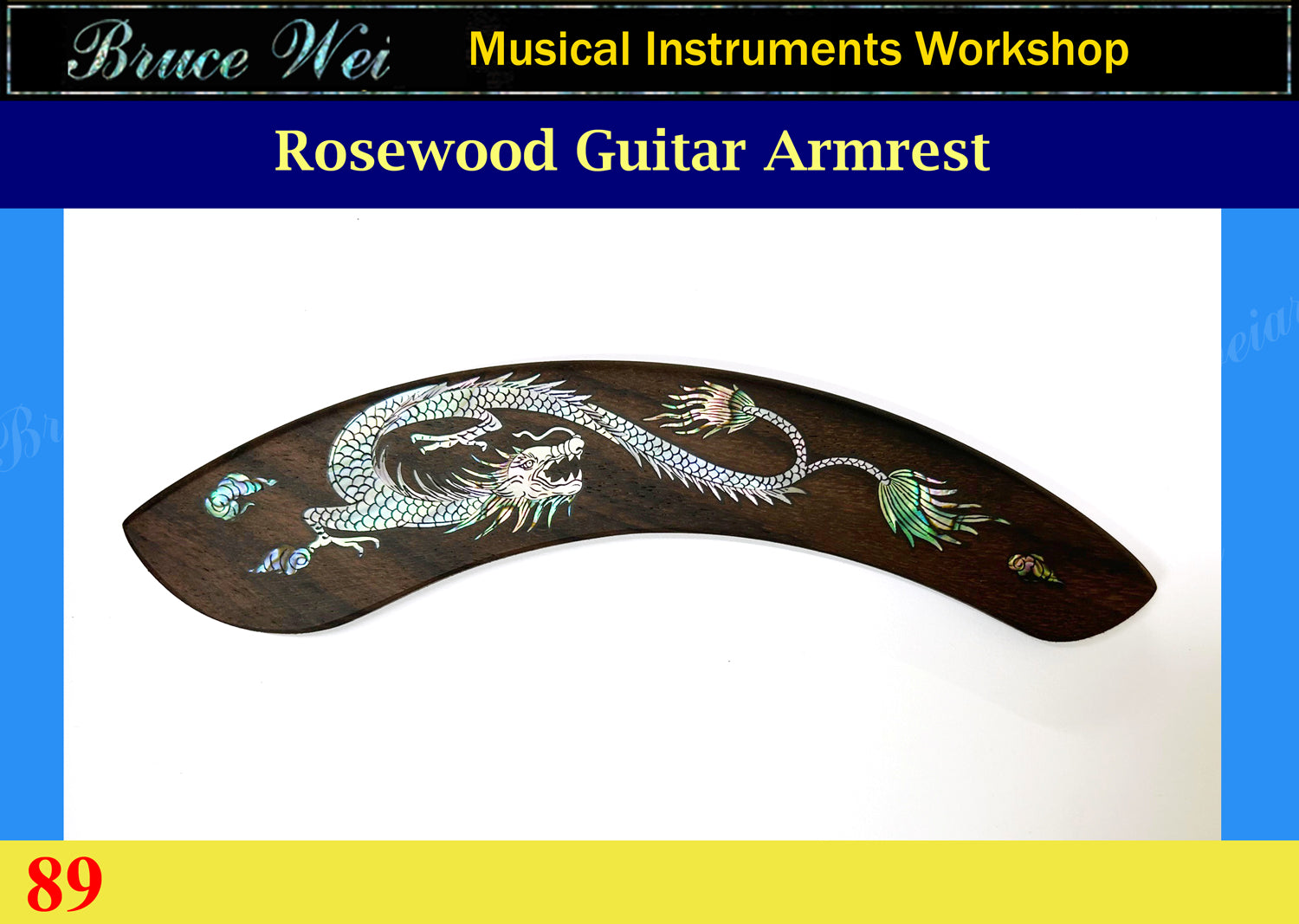 Guitar Handcrafted Rosewood Armrest, Mop & Abalone Inlay, Bruce Wei (89)