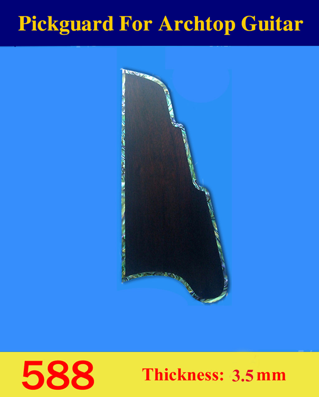 Archtop Guitar Macassar Ebony Pickguard, Abalone Inlay, Bruce Wei (588)