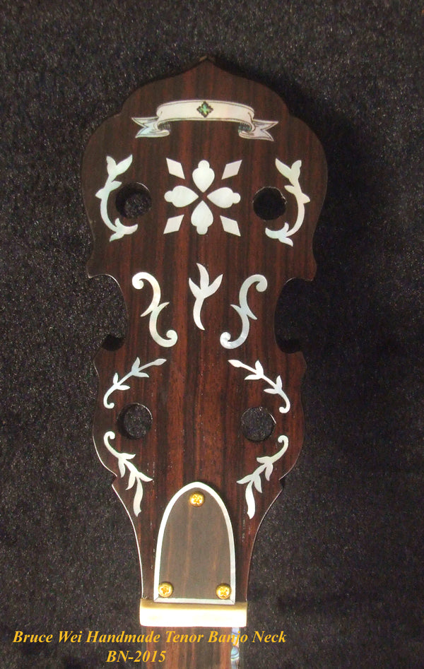 Handcrafted Tenor Banjo Neck, Solid Macassar Ebony CowBoy Inlay BN-2015 Bruce Wei