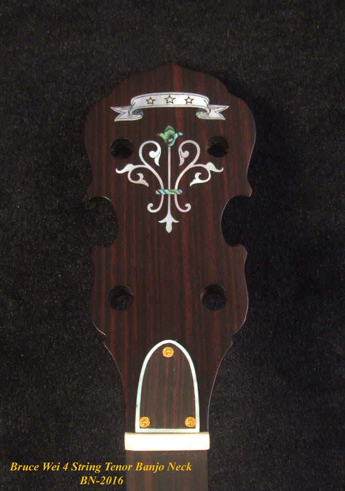 Handcrafted Tenor Banjo Neck, Solid Macassar Ebony Dragon Inlay BN-2016 Bruce Wei