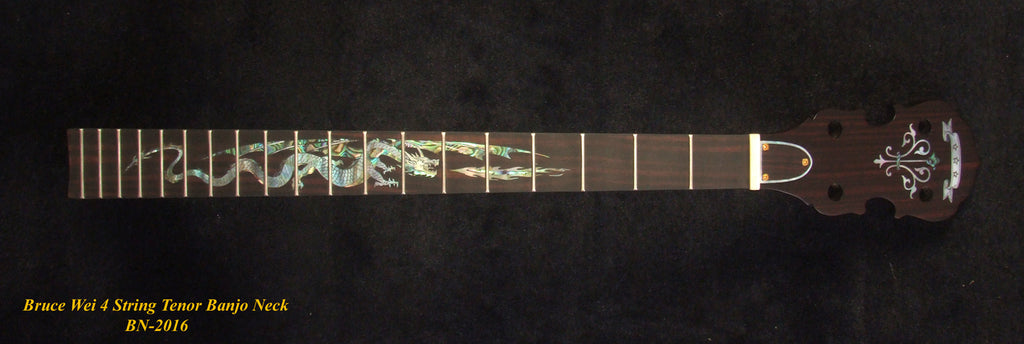 Handcrafted Tenor Banjo Neck, Solid Macassar Ebony Dragon Inlay BN-2016 Bruce Wei