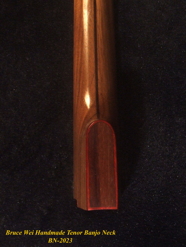 Handcrafted Tenor Banjo Neck, Solid Walnut MOP Abalone Vine Inlay, Bruce Wei BN-2023