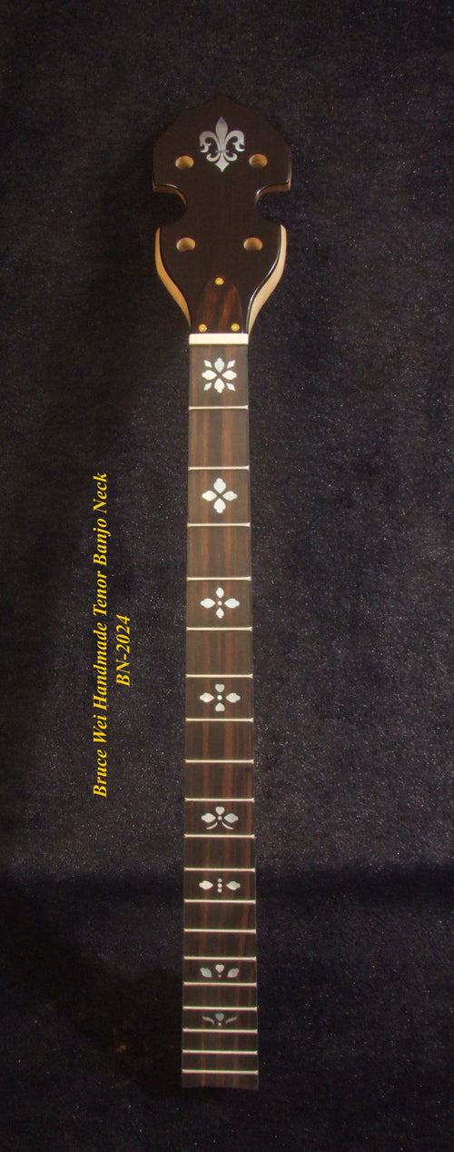 Handcrafted Tenor Banjo Neck, Solid Hard Maple MOP Inlay, Bruce Wei BN-2024
