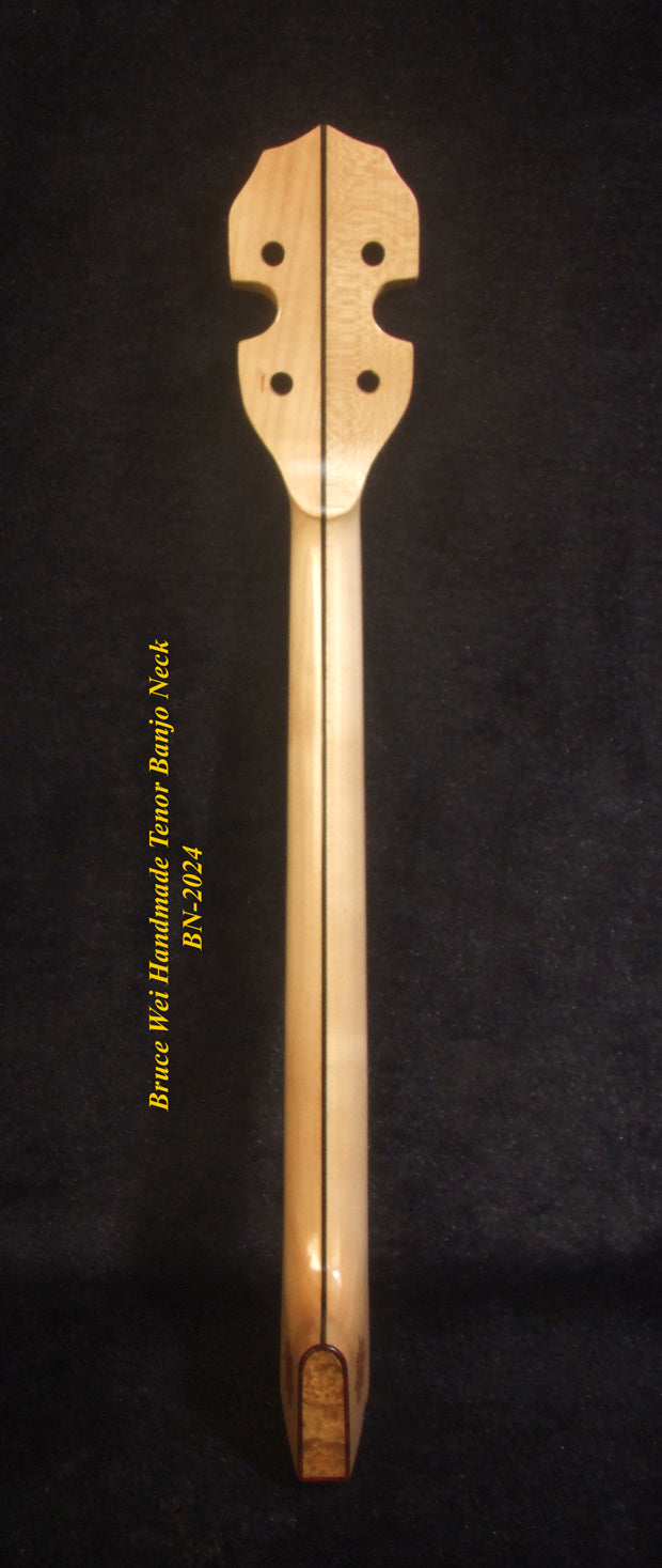 Handcrafted Tenor Banjo Neck, Solid Hard Maple MOP Inlay, Bruce Wei BN-2024