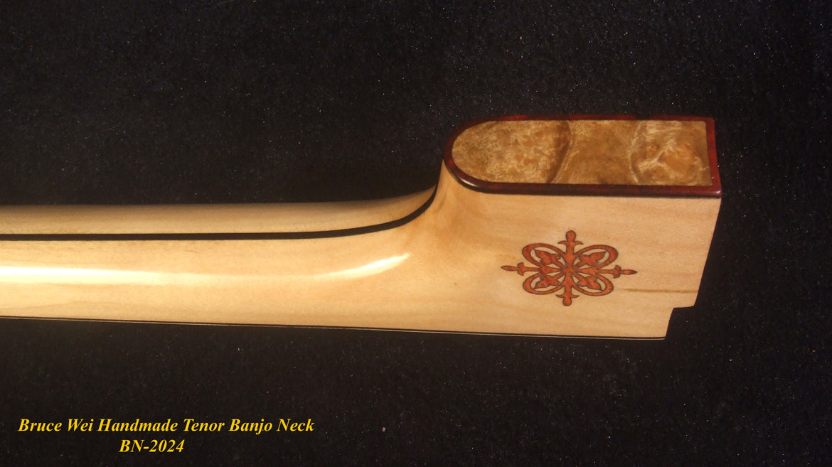 Handcrafted Tenor Banjo Neck, Solid Hard Maple MOP Inlay, Bruce Wei BN-2024