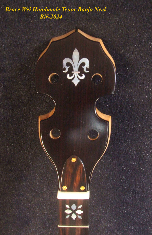 Handcrafted Tenor Banjo Neck, Solid Hard Maple MOP Inlay, Bruce Wei BN-2024