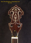 Handcrafted 5 String Banjo Neck, Solid Walnut & Mahogany MOP Inlay, Heel Carved, Bruce Wei BN-2025