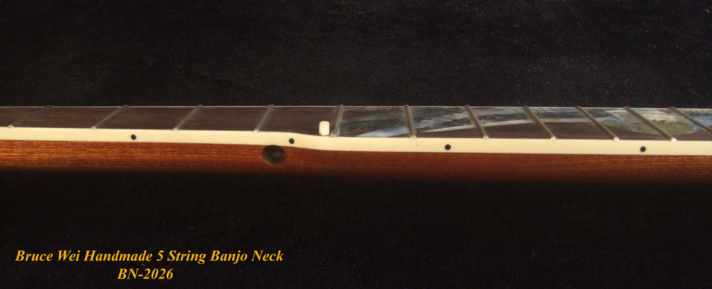 Handcrafted 5 String Banjo Neck, Solid Mahogany MOP & Abalone Eagle Inlay, Heel Carved, Bruce Wei BN-2026