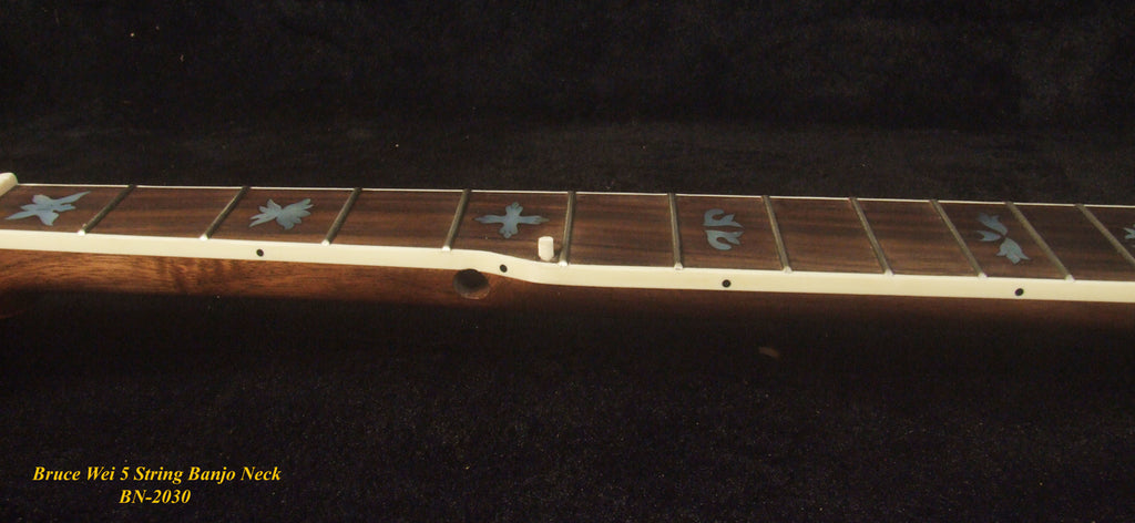 Handcrafted 5 String Banjo Neck, Solid Mahogany, MOP Inlay, Heel Carved, Bruce Wei BN-2030