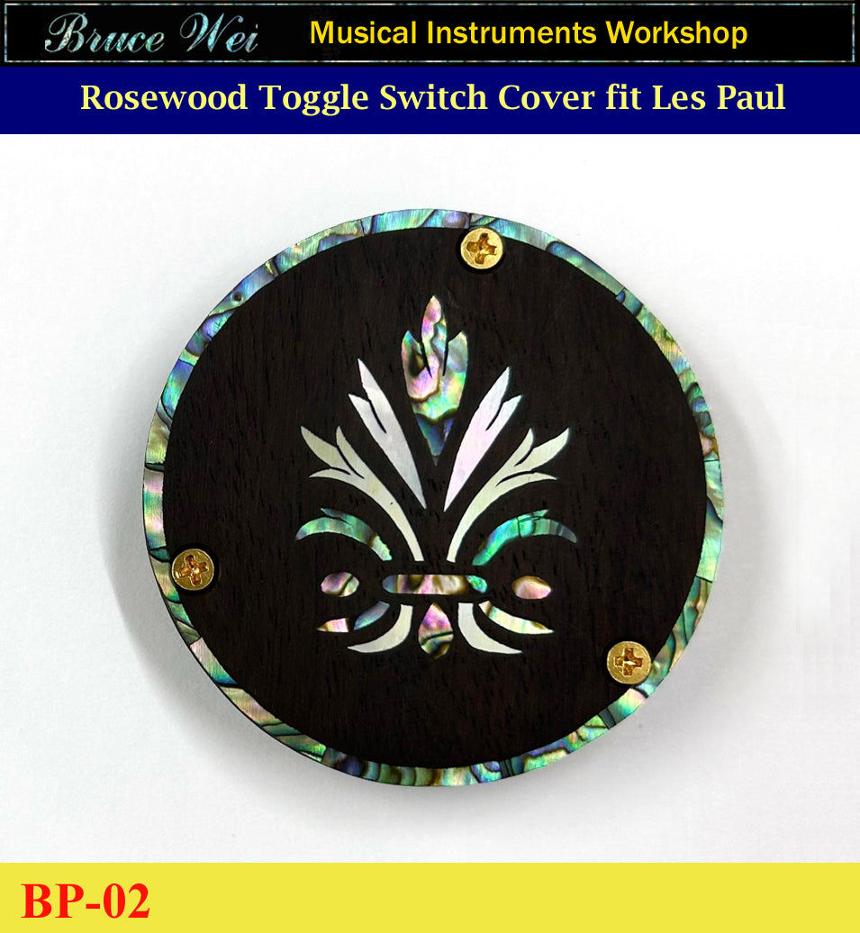 Free Shipping, Fit Les Paul Rosewood Switch Plate Back Cover, Abalone & MOP Inlay, Bruce Wei (BP-02)