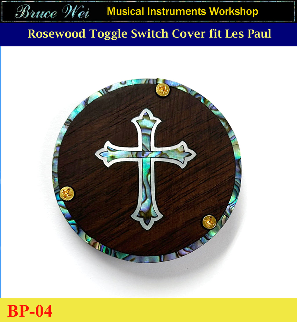 Free Shipping, Fit Les Paul Rosewood Switch Plate Back Cover, Cross Abalone & MOP Inlay, Bruce Wei (BP-04)