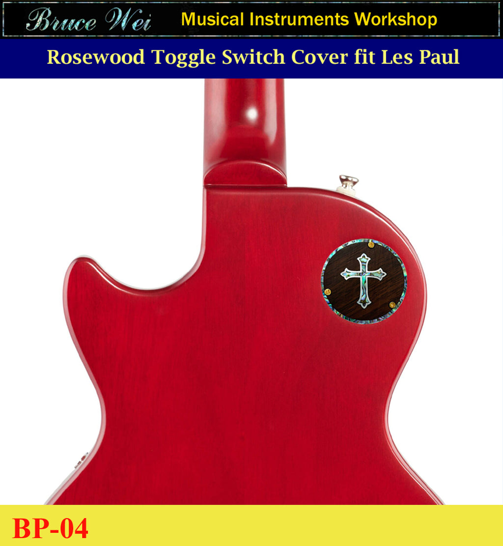 Free Shipping, Fit Les Paul Rosewood Switch Plate Back Cover, Cross Abalone & MOP Inlay, Bruce Wei (BP-04)