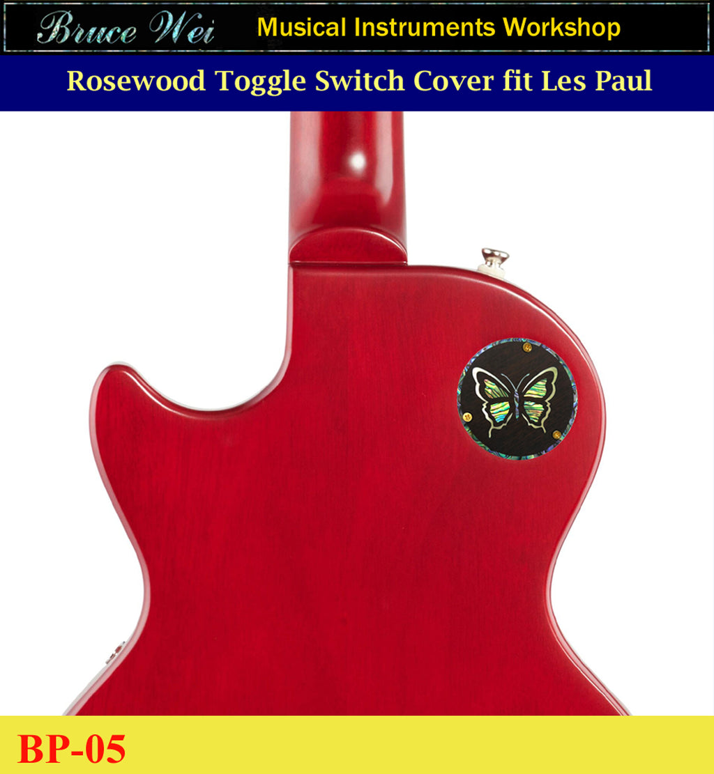 Free Shipping, Fit Les Paul Rosewood Switch Plate Back Cover, Butterfly Abalone & MOP Inlay, Bruce Wei (BP-05)