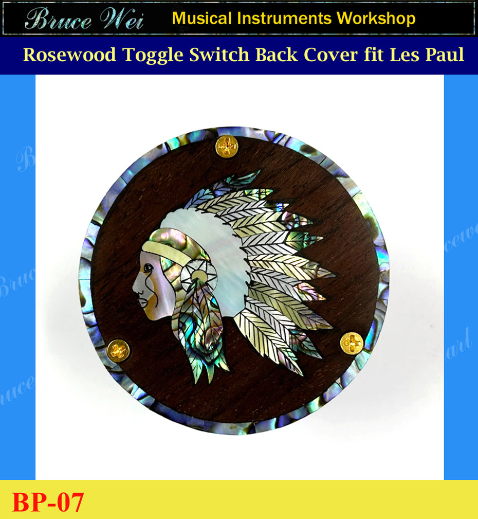 Free Shipping Fit Les Paul Rosewood Switch Plate Back Cover, Native Americans Inlay, Bruce Wei (BP-07)