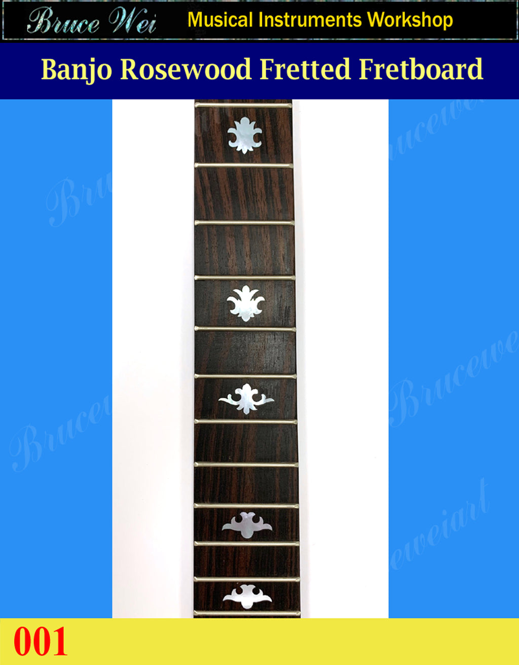 Banjo Handmade 26 3/16" scale length, Rosewood Fretted Fretboard, MOP Inlay, Bruce Wei (001)