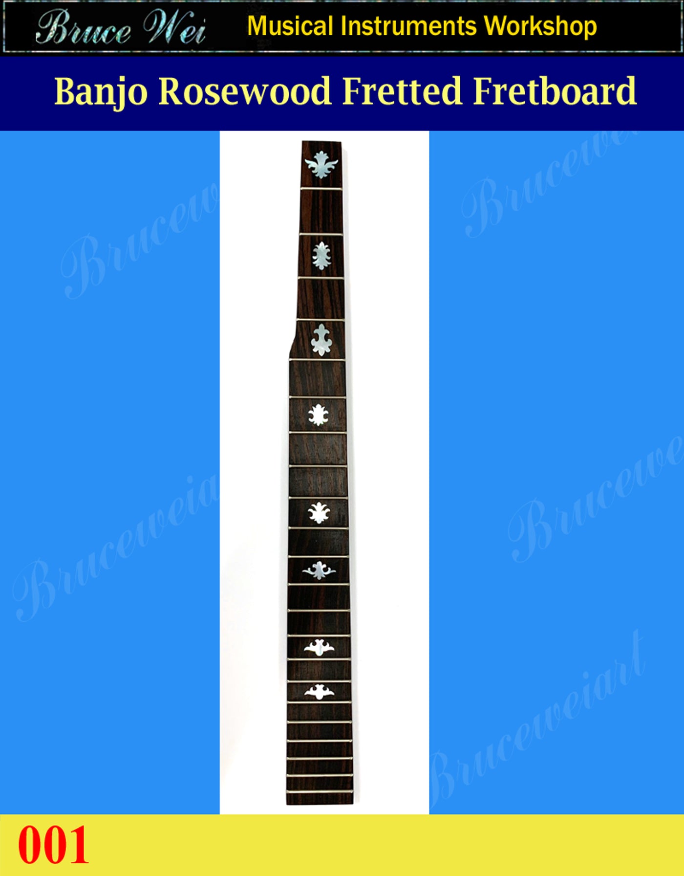 Banjo Handmade 26 3/16" scale length, Rosewood Fretted Fretboard, MOP Inlay, Bruce Wei (001)