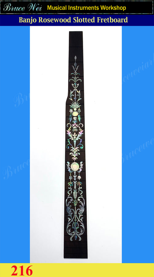 Banjo Handmade 26 3/16" Rosewood Slotted Fretboard, MOP & Abalone Inlay, Bruce Wei ( 216 )