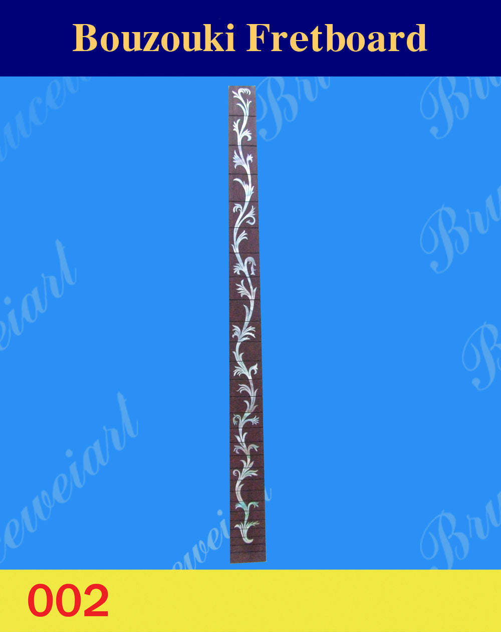 For Bouzouki, Handmade Rosewood Slotted Fretboard, Mop Inlay, Scale 26 3/8", Bruce Wei (002)