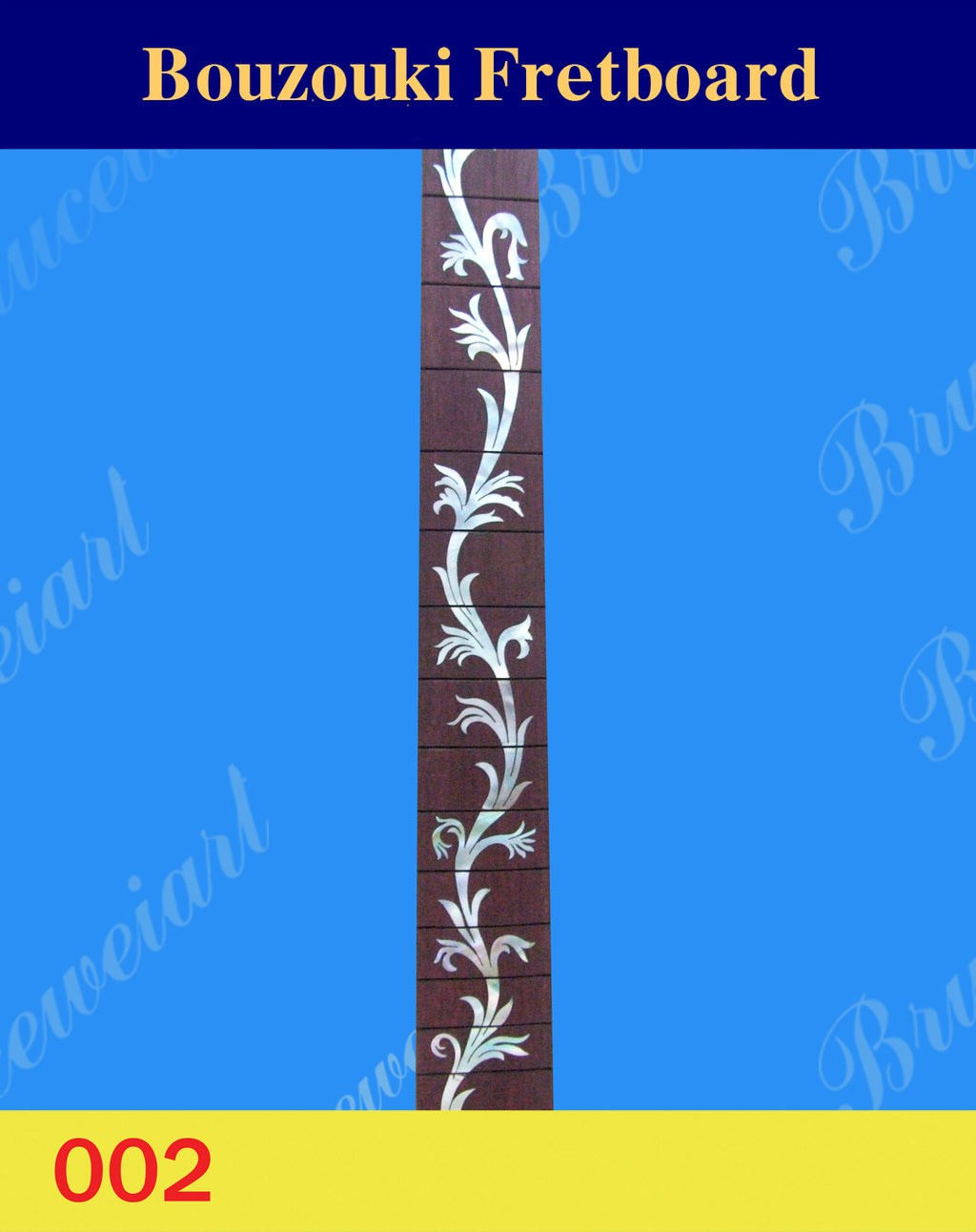 For Bouzouki, Handmade Rosewood Slotted Fretboard, Mop Inlay, Scale 26 3/8", Bruce Wei (002)
