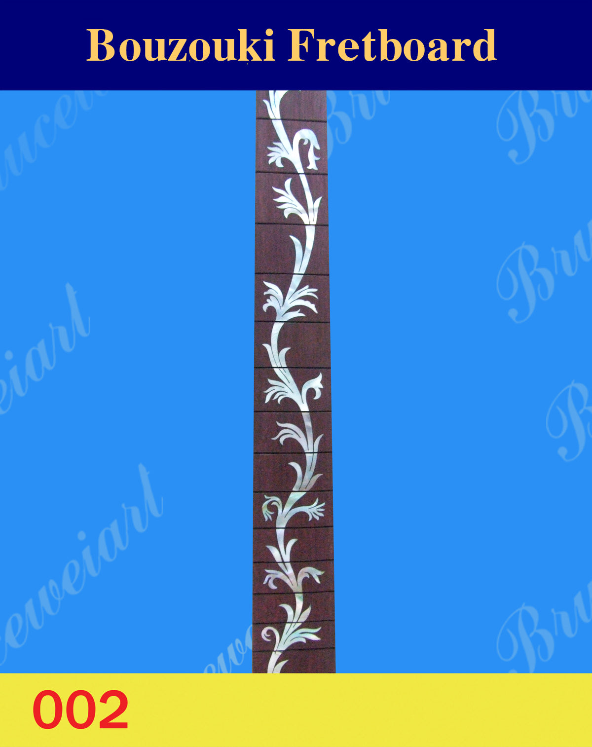 For Bouzouki, Handmade Rosewood Slotted Fretboard, Mop Inlay, Scale 26 3/8", Bruce Wei (002)