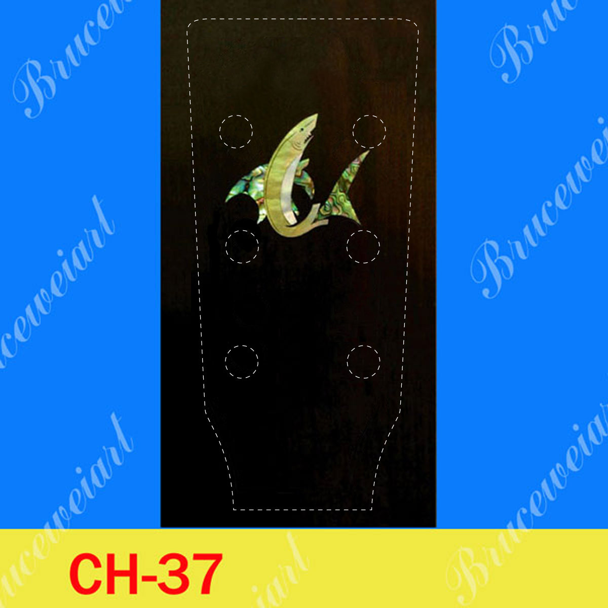 Guitar Solid Rosewood Headplate, Abalone & Mother of pearl, Inlay Your Name, Bruce Wei ( CH37 )