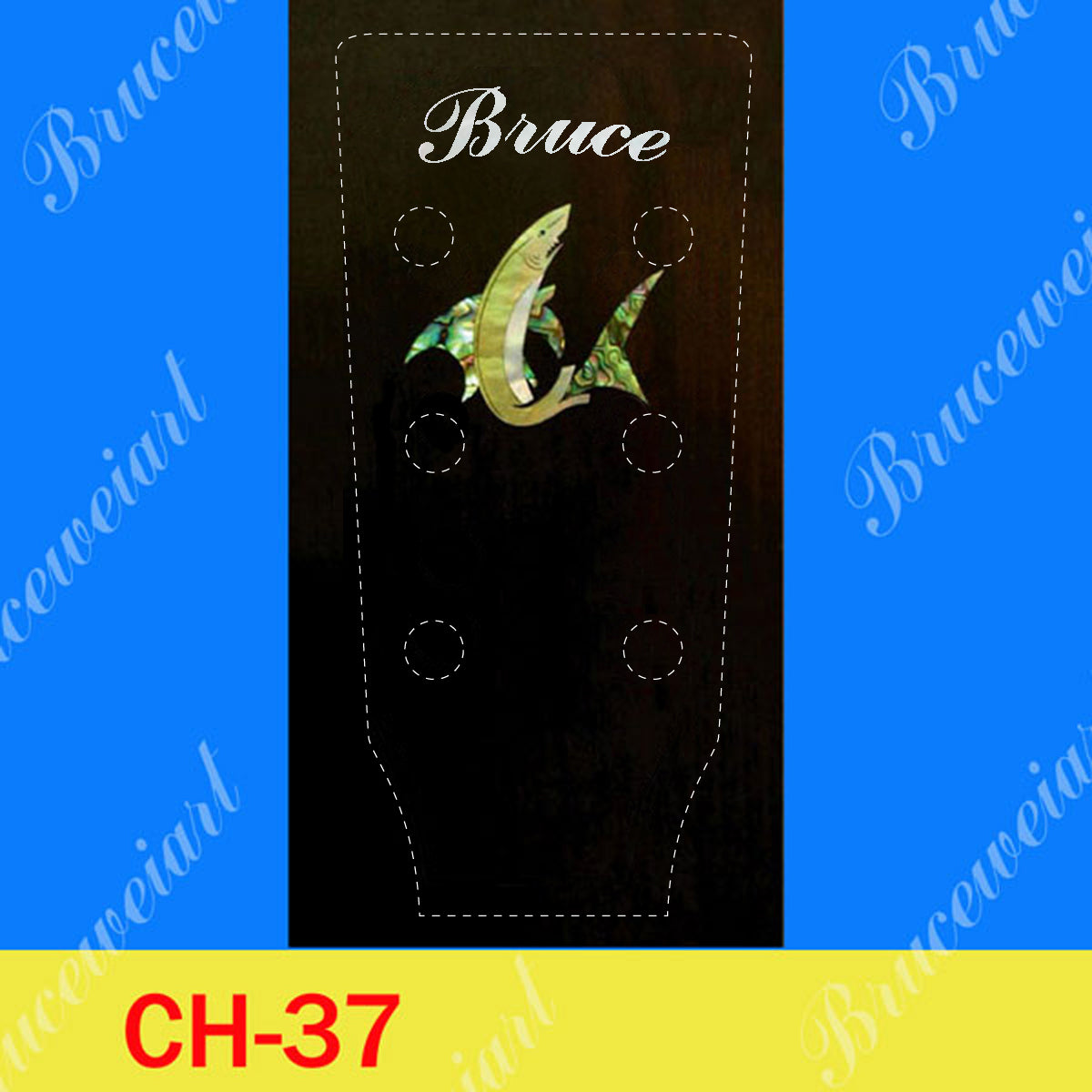 Guitar Solid Rosewood Headplate, Abalone & Mother of pearl, Inlay Your Name, Bruce Wei ( CH37 )