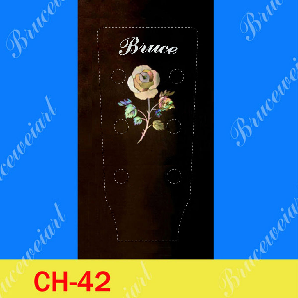 Guitar Solid Rosewood Headplate, Abalone & Mother of pearl, Inlay Your Name, Bruce Wei ( CH42 )