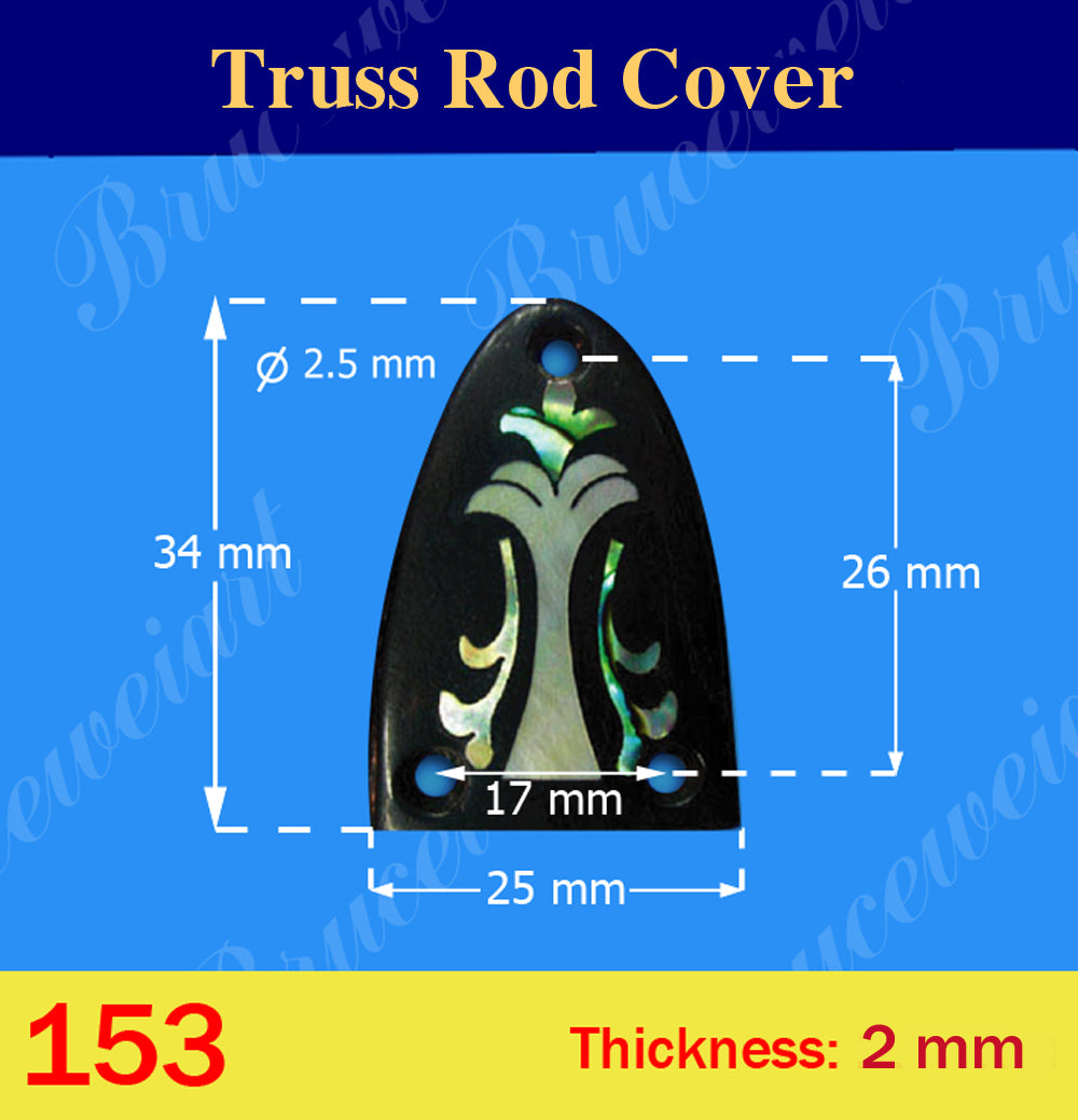 Free Shipping Guitar Handmade Macassar Ebony Truss Rod Cover, MOP & Abalone Inlay, Bruce Wei ( 153 )