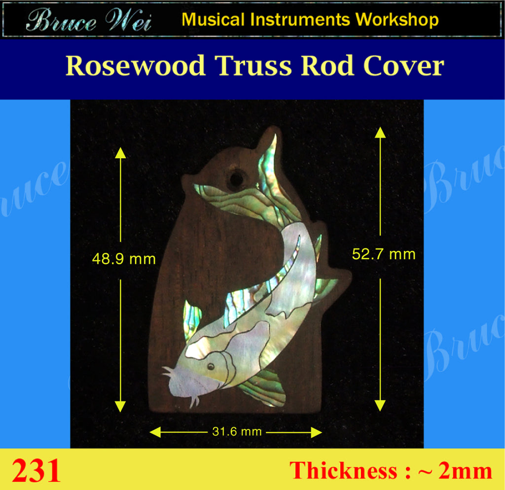 Free Shipping Guitar Handmade Rosewood Truss Rod Cover, MOP & Abalone Inlay, Bruce Wei ( 231 )