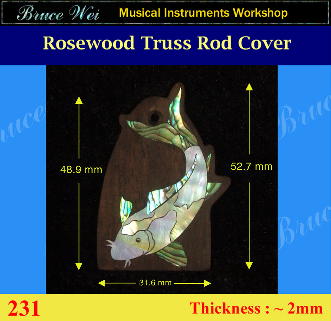 Free Shipping Guitar Handmade Rosewood Truss Rod Cover, MOP & Abalone Inlay, Bruce Wei ( 231 )