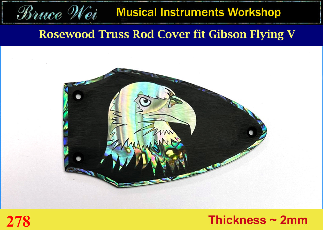 Free Shipping Fit Gibson Flying V Solid Rosewood Truss Rod Cover, Eagle MOP Inlay, Bruce Wei ( 278 )