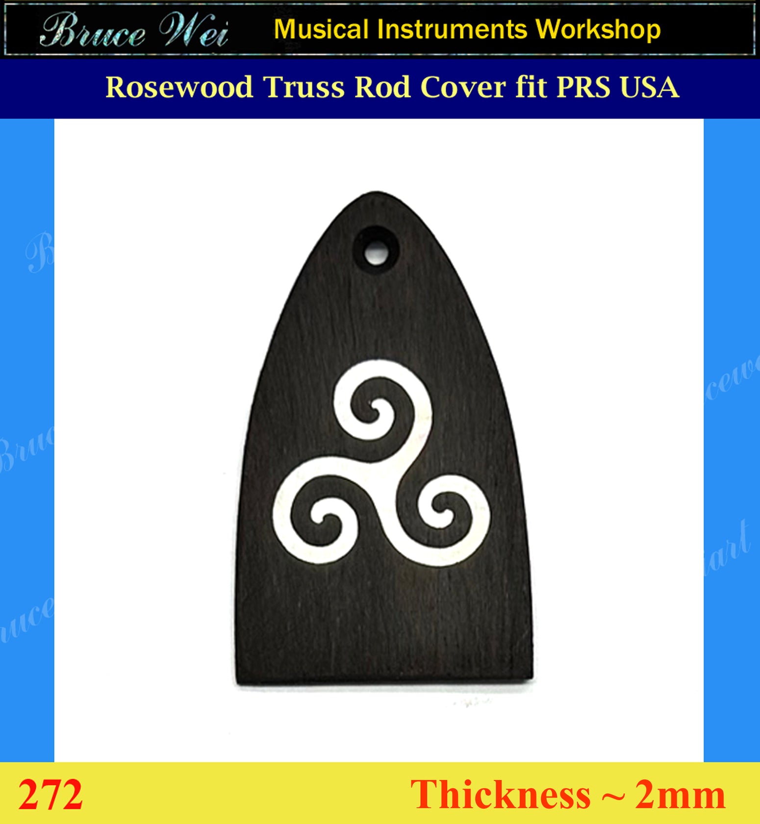 Free Shipping Fit PRS USA Rosewood Truss Rod Cover, Mop inlay, Bruce Wei (272)