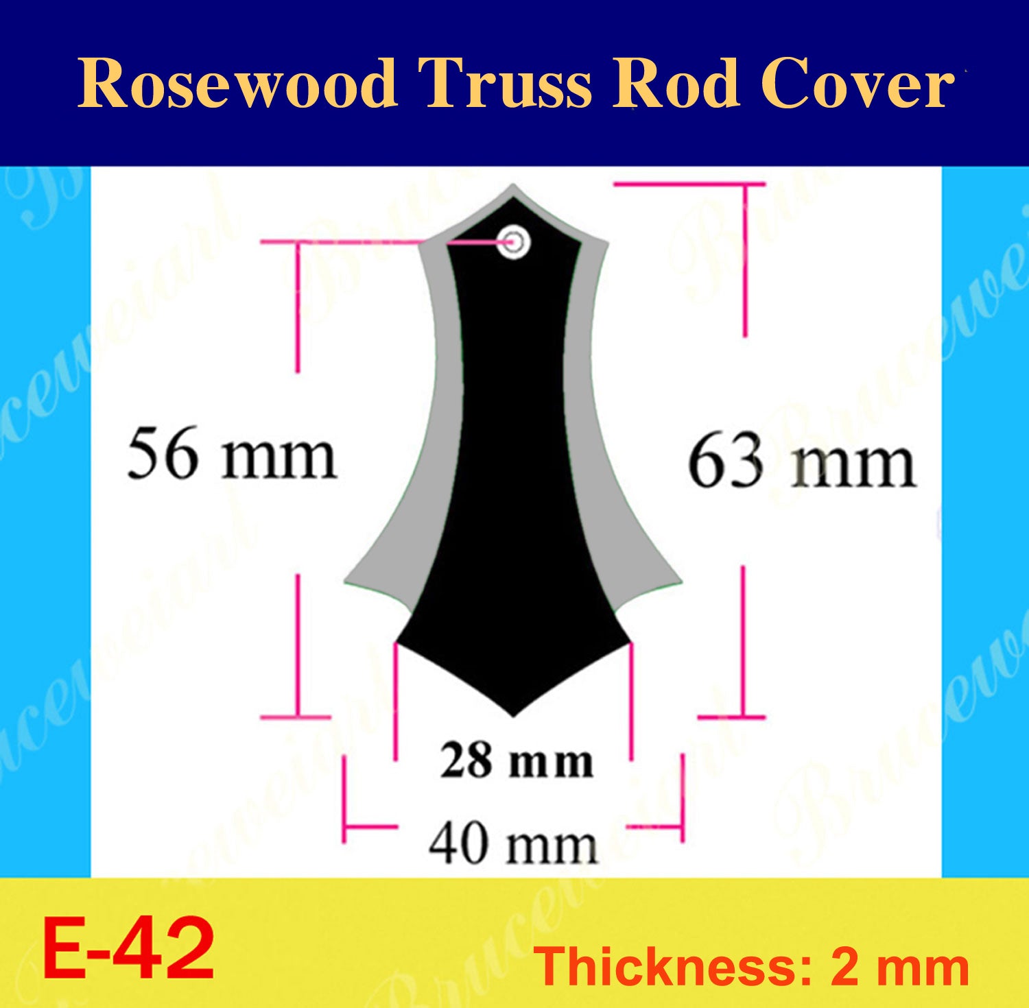 Free Shipping Guitar Rosewood Truss Rod Cover, Mop Inlay, Bruce Wei ( E-42 )