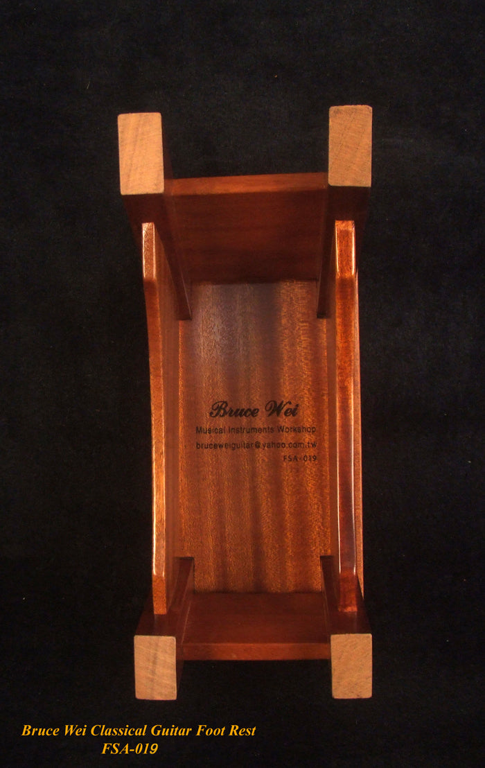 Classical Guitar Foot Rest Foot Stand, Solid Mahogany, Mother of Pearl & Abalone HummingBird Inlay, Bruce Wei (FSA-019)