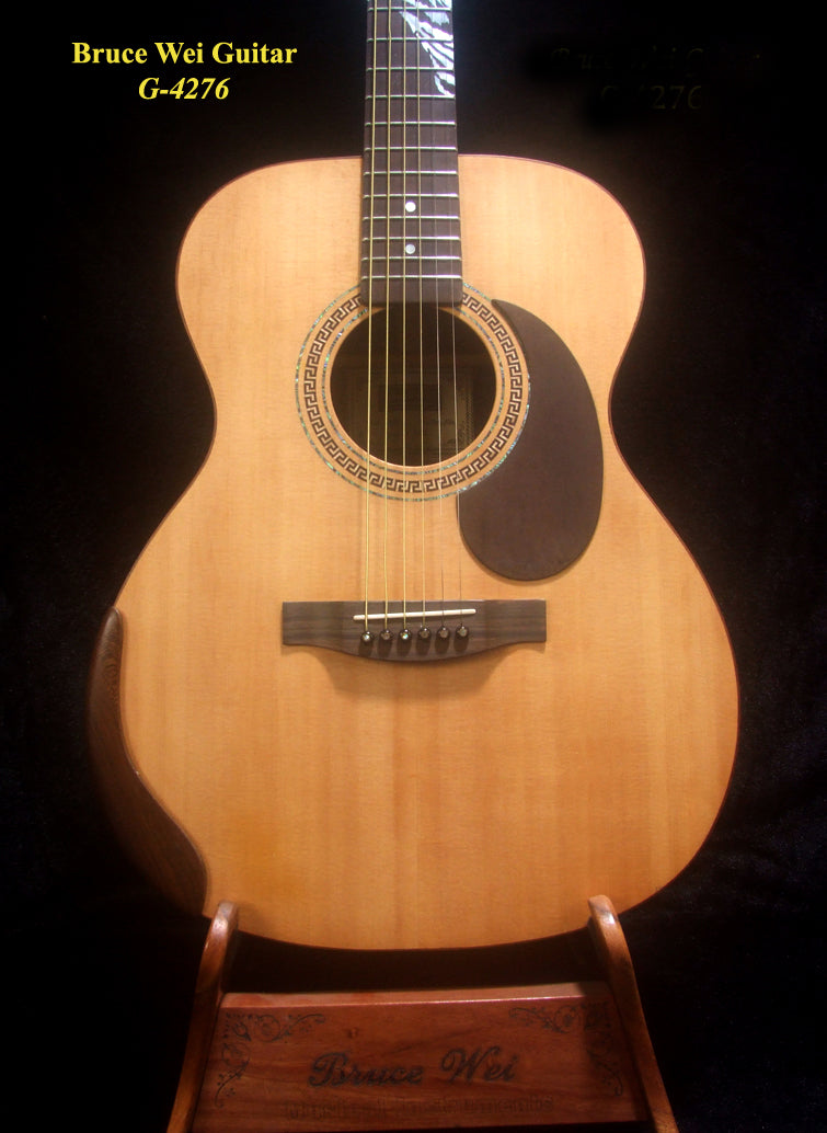 Handmade OM Acoustic Guitar, Solid Indian Rosewood, Mop TIGER Inlay, Soft-Bag, Bruce Wei (4276)
